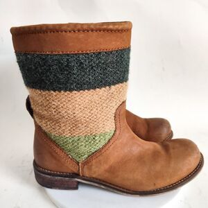 Seychelles‎ Mid-Calf Boots Size 6 Striped Aztec Print Leather Camel Tan Boho